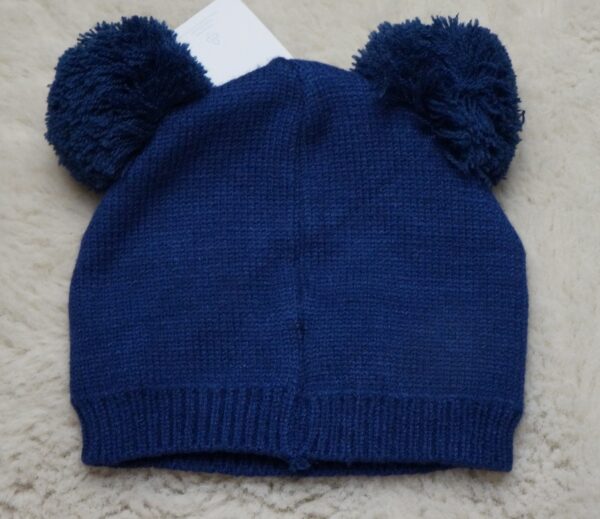 Teddy Donkerblauwe Babymuts met Pompoms - Afbeelding 2