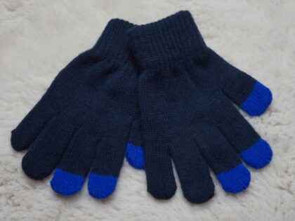 Zwarte handschoenen met blauwe punten